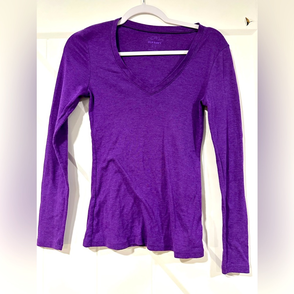 Purple Long Sleeve V-Neck